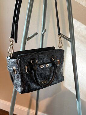 Coach Black Pebbled Leather Mini Satchel Crossbody Bag